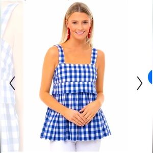 [Pomander Place] Blue Gingham Patti Top
